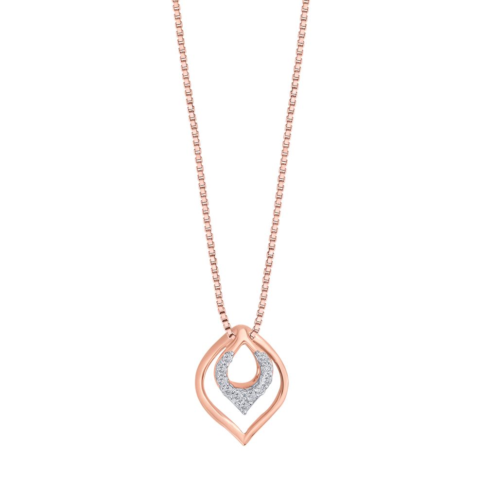 Sparkling Oval Pendant and Earrings Set in 14Kt Rose Gold-All Jewellery-OSP12025-D400X0C