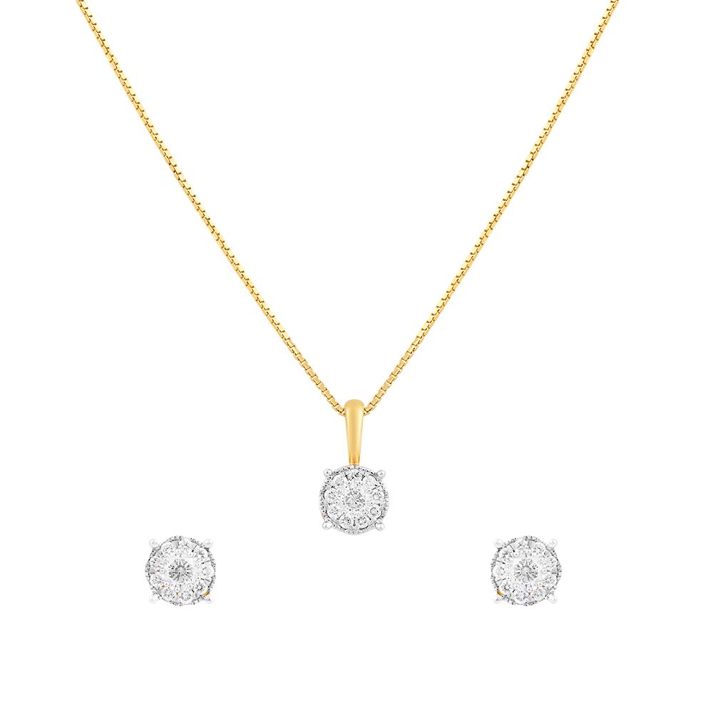 Diamond Studded Crown Star Pendant and Earrings Set-All Jewellery-OSP12042-M300R0B