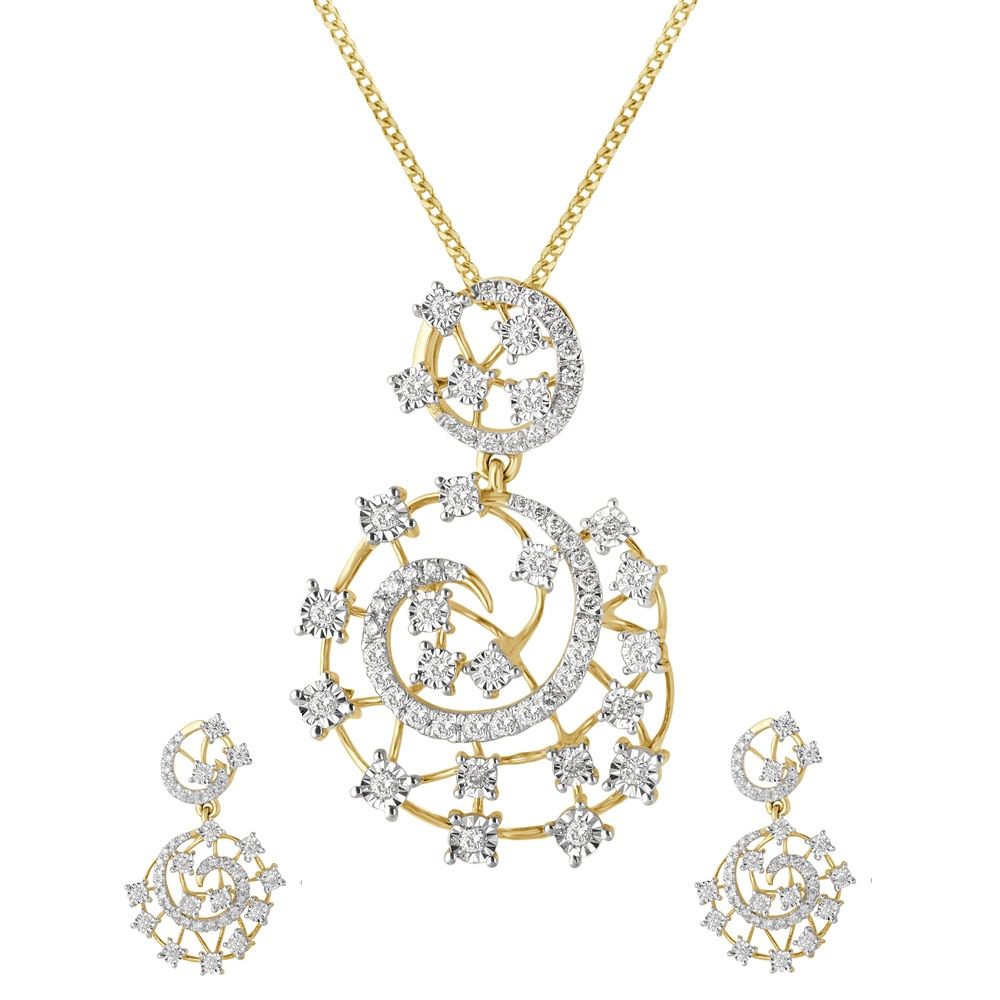 Subtle Yellow Gold Pendant Set-All Jewellery-OSP15031-D400R0C