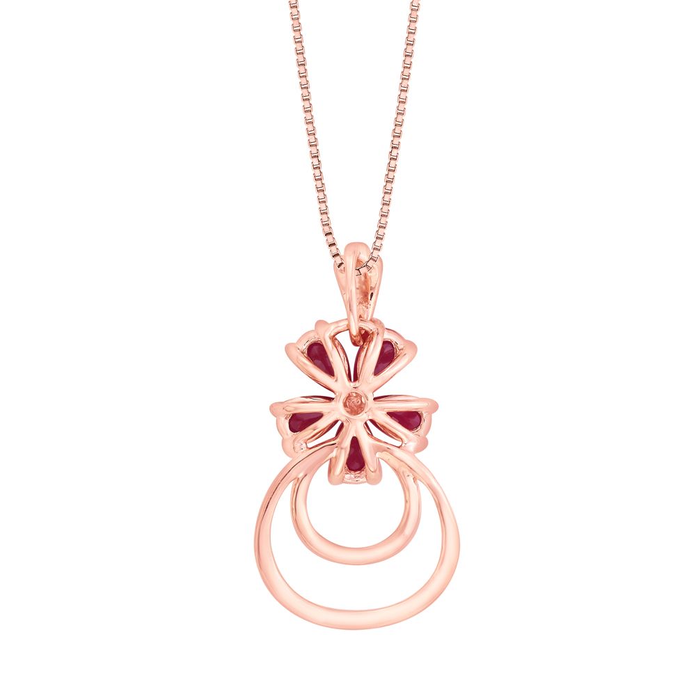 Pink Stone Flower Diamond Pendant Set-Diamond-OSP15121-D409X0C