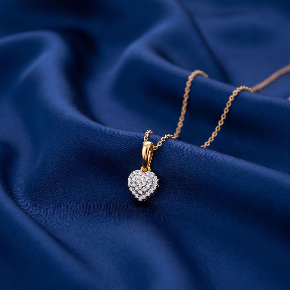 Heart Shaped Diamond Pendant-Pendants-OPS16067-D400R0C