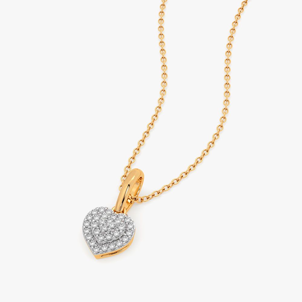 Heart Shaped Diamond Pendant-Pendants-OPS16067-D400R0C