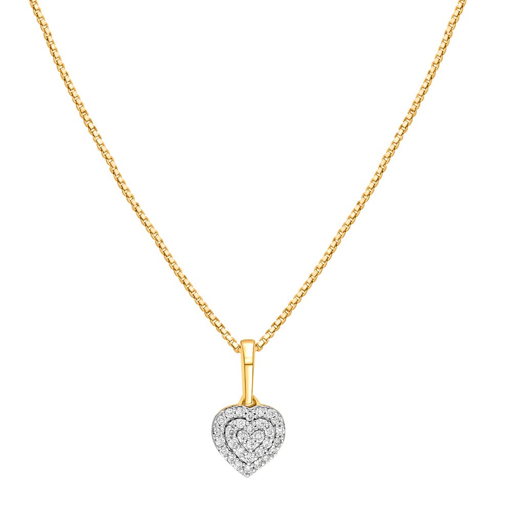 Classic Hearts Yellow Gold Diamond Pendant Set-Diamond-OSP16067-D400R0B