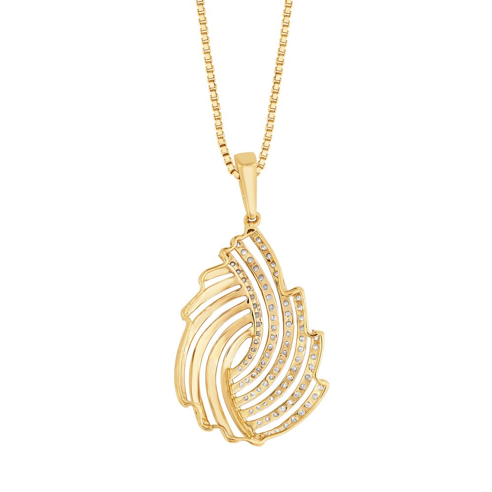 Magnificent Leaf Design Yellow Gold Diamond Pendant Set-Diamond-OSP18034-D400R0B