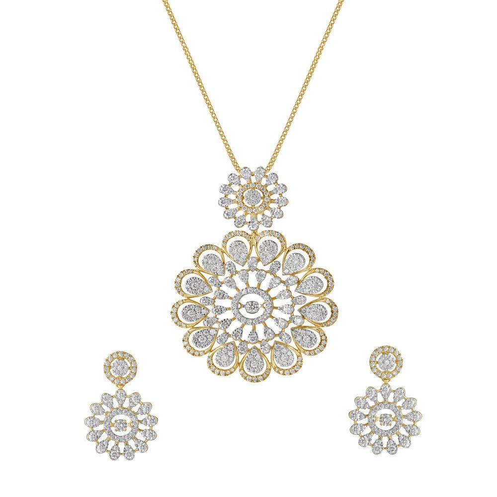 Inspiring Yellow Gold Pendant and Earrings Set-All Jewellery-OSP18050-D400X0C