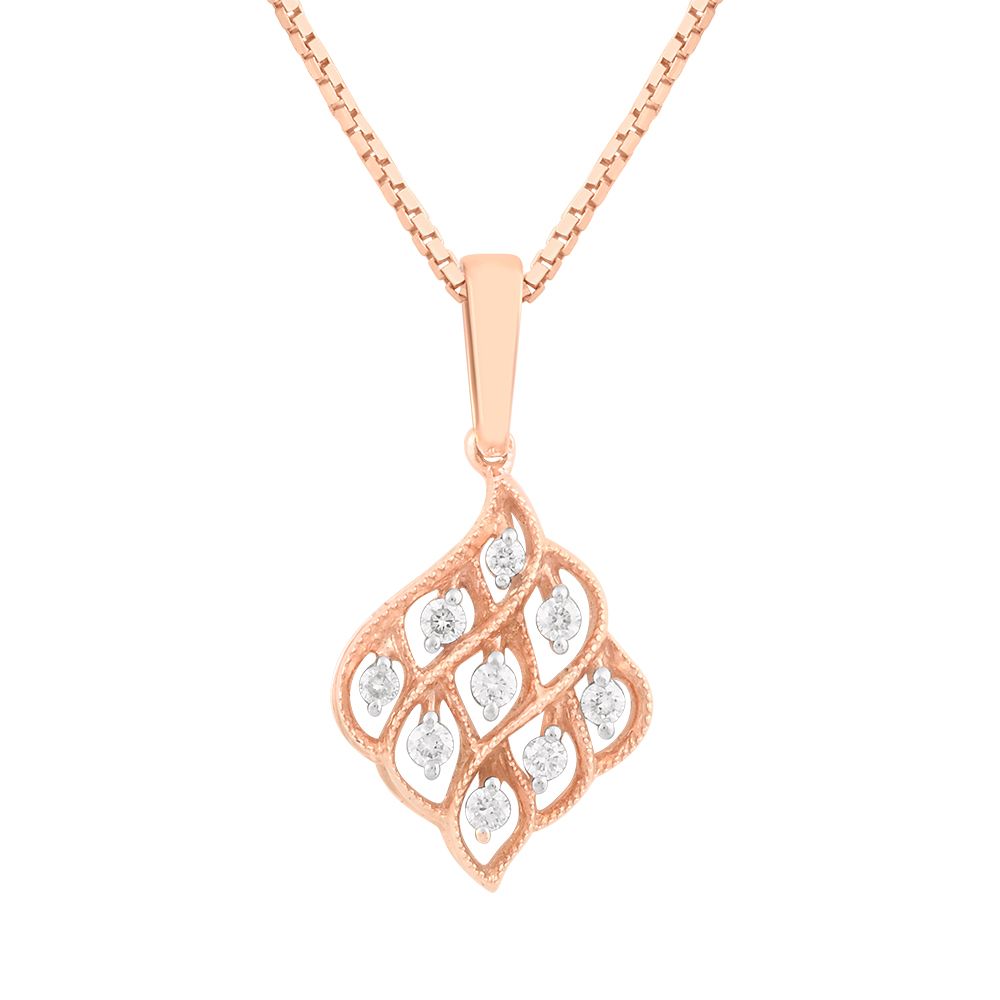 Stylish Rose Gold Pendant and Earrings With Diamonds-All Jewellery-OSP19010-D400X0B