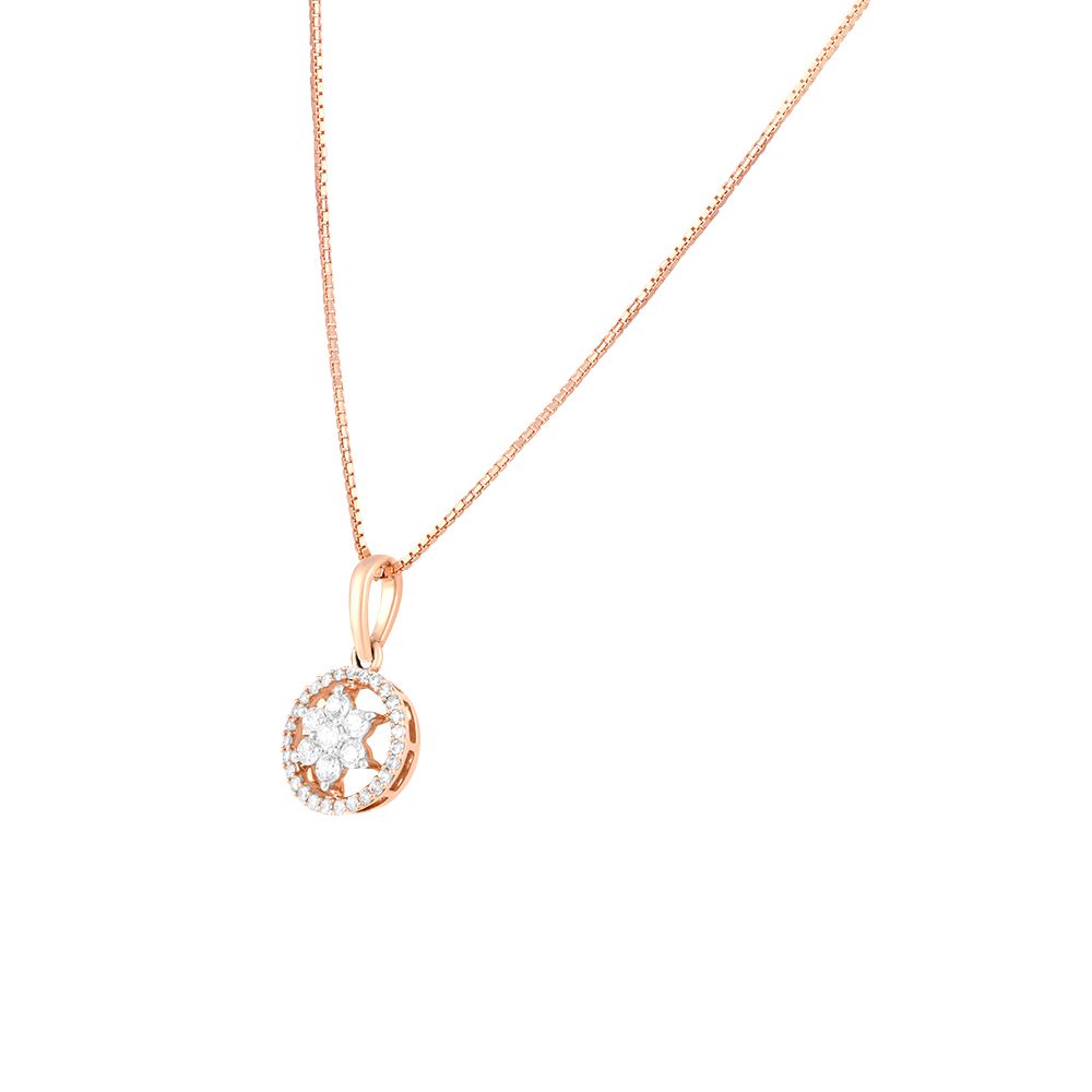 Delicately Defined 18Kt Rose Gold Crown Star Pendant and Earring Set-All Jewellery-OSP20032-M400X0B