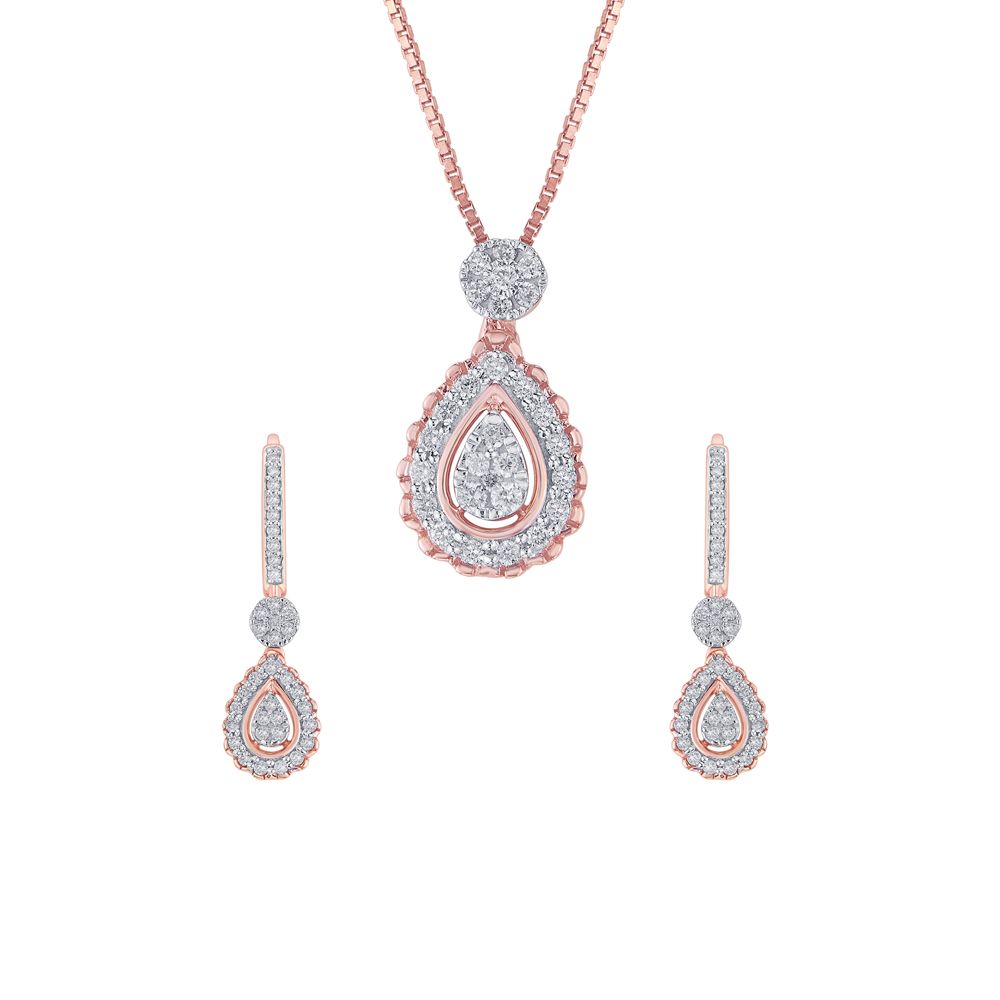 Elegance Adorned  Rose Gold Diamond Pendant Set-Diamond-OBX23002-DA00X0C