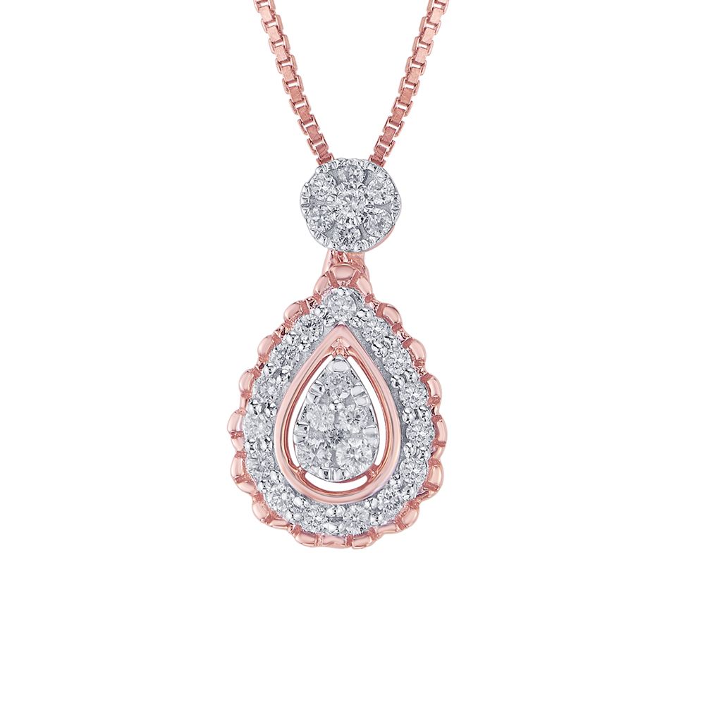 Elegance Adorned  Rose Gold Diamond Pendant Set-Diamond-OBX23002-DA00X0C
