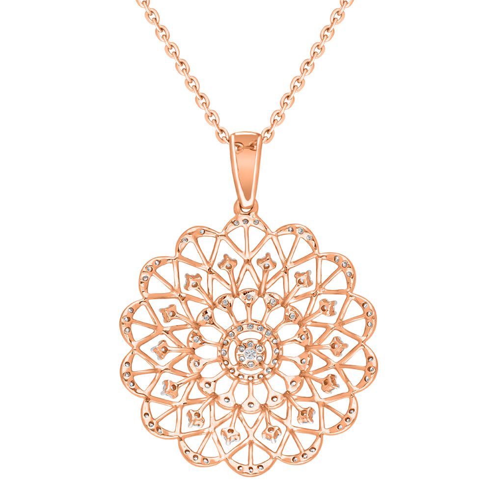 Flower Patterned Diamond Pendant-Pendants-OPS22040-D400X0C