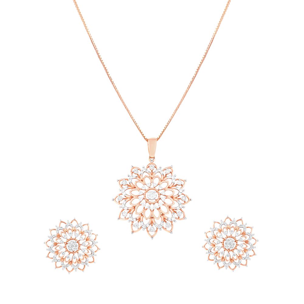 Polished Mandala Design Rose Gold Pendant Set-All Jewellery-OSP22042-D900X0C