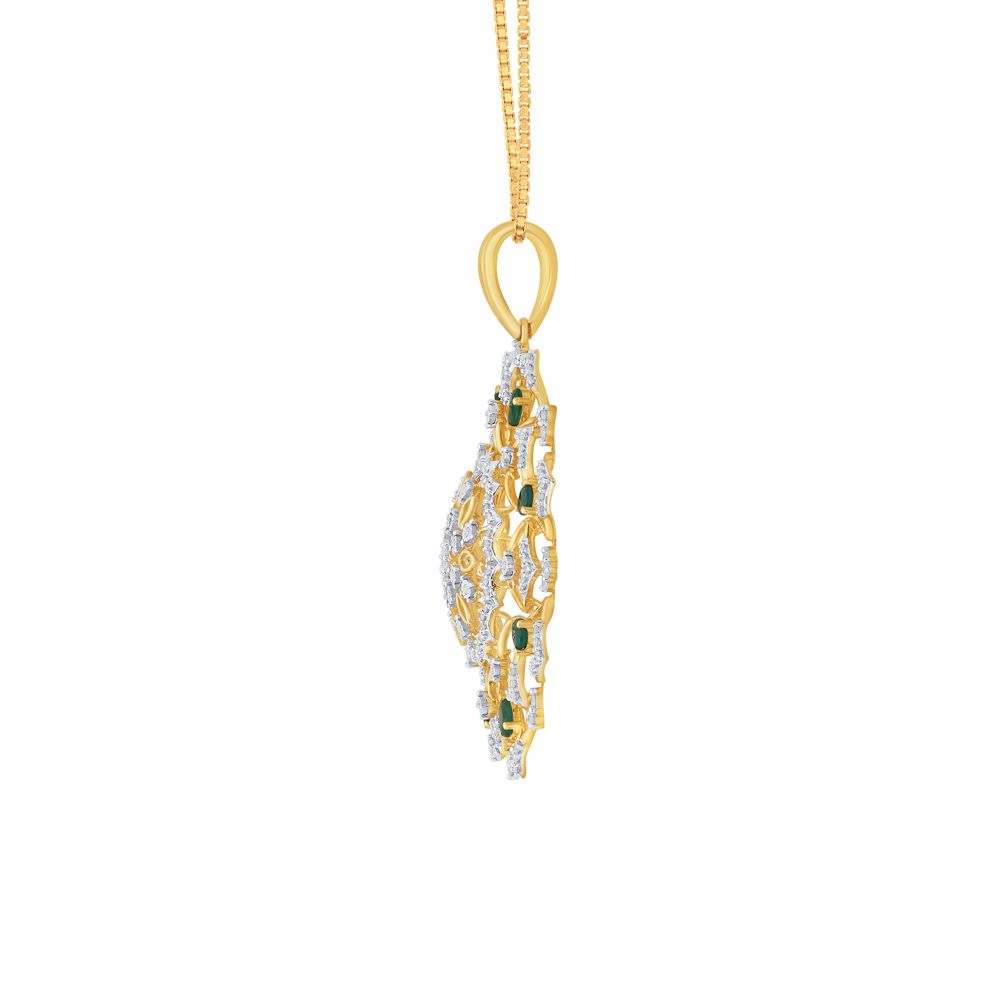 Flower Design Diamond and 14KT Yellow Gold Pendant-Pendants-OPS22044-D411R0C