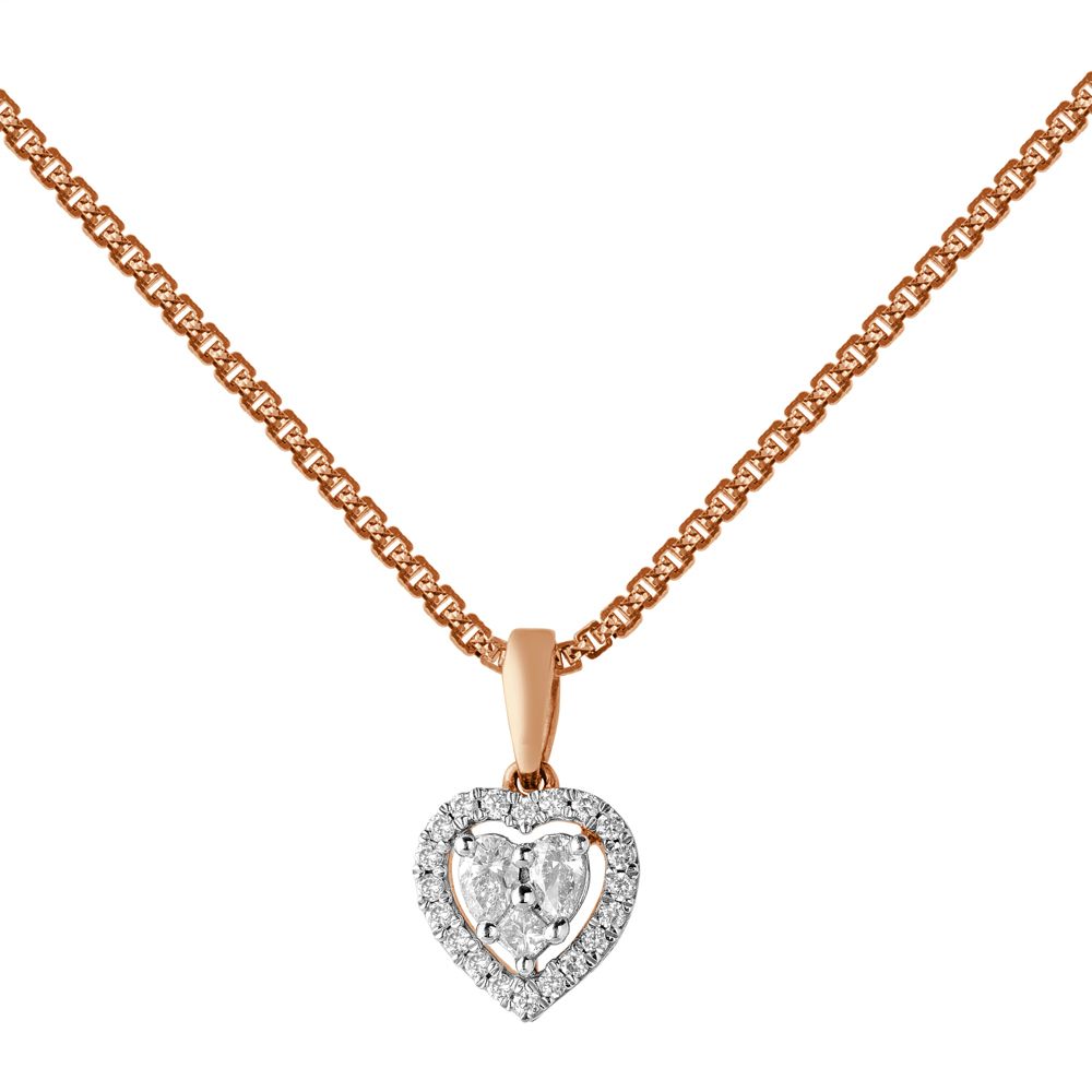 Delicate Rose Gold and Diamond Pendant-Pendants-OPS22058-D300X0C
