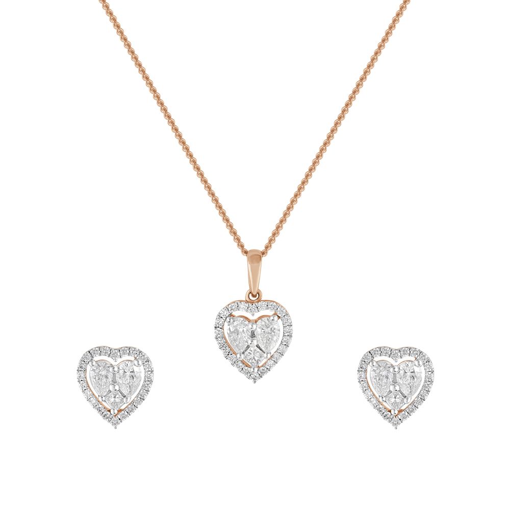 Breathtaking Diamond and 14Kt Rose Gold Pendant and Earrings Set-All Jewellery-OSP22059-D300X0C