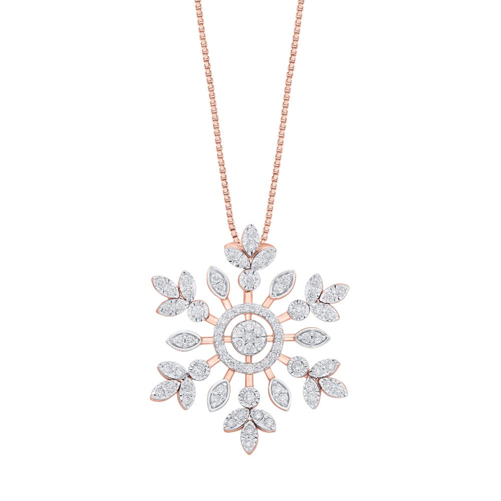 Snowflake Design Pendant and Earrings Set with Diamonds-All Jewellery-OSP22060-D900X0C
