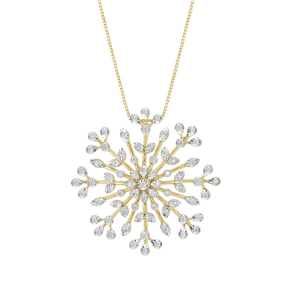 Floral Burst Miracle Plate Diamond Pendant Set-Diamond-OSP22062-D400R0C