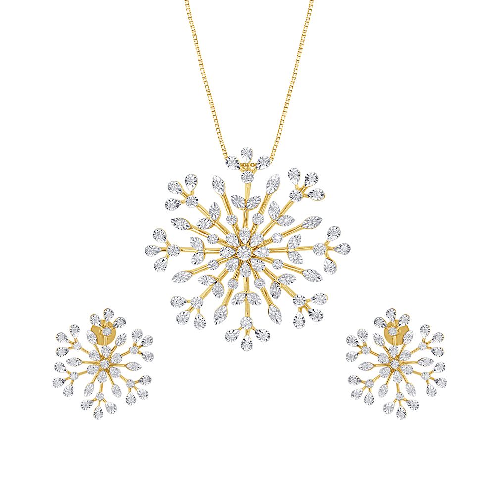 Floral Burst Miracle Plate Diamond Pendant Set-Diamond-OSP22062-D400R0C