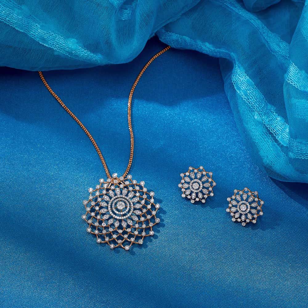 Flora Patterned Diamond Pendant Set-All Jewellery-OSP23001-D900X0C