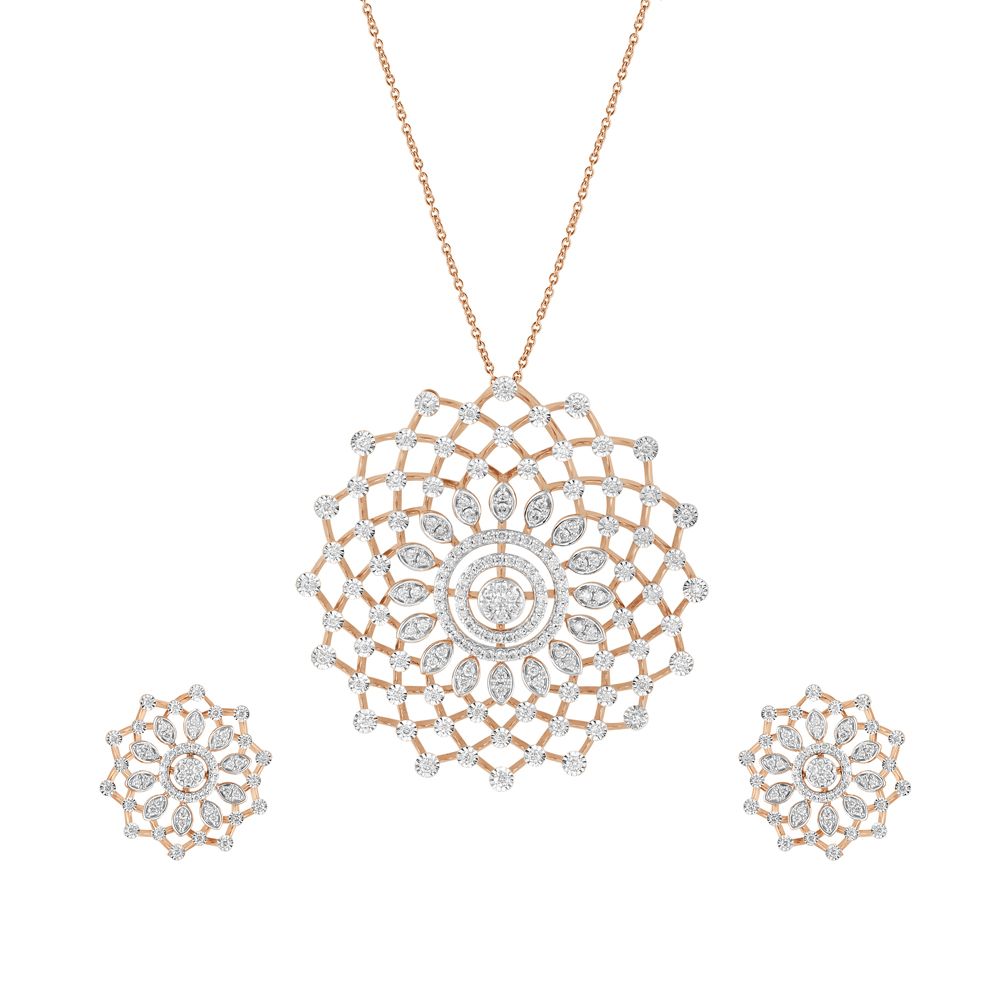 Flora Patterned Diamond Pendant Set-All Jewellery-OSP23001-D900X0C