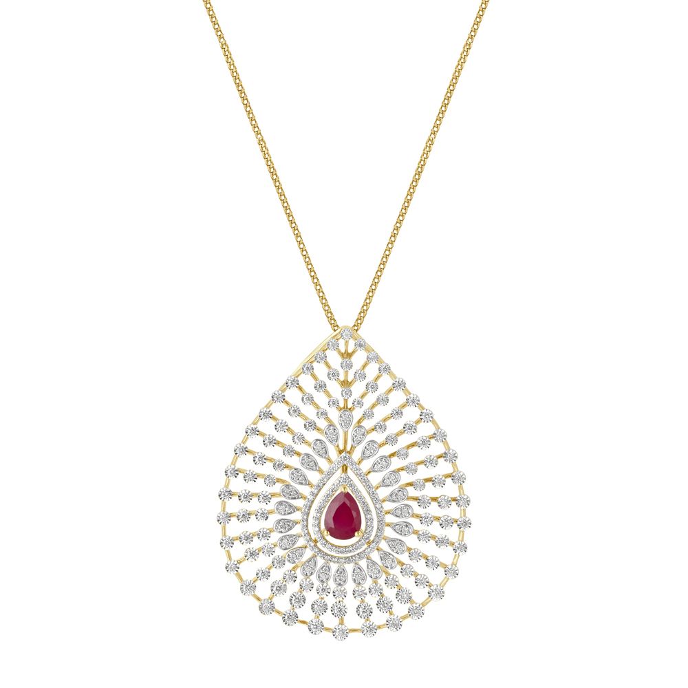 Ethnic Style Diamond Pendant Set-Diamond-OSP23002-D910R0C