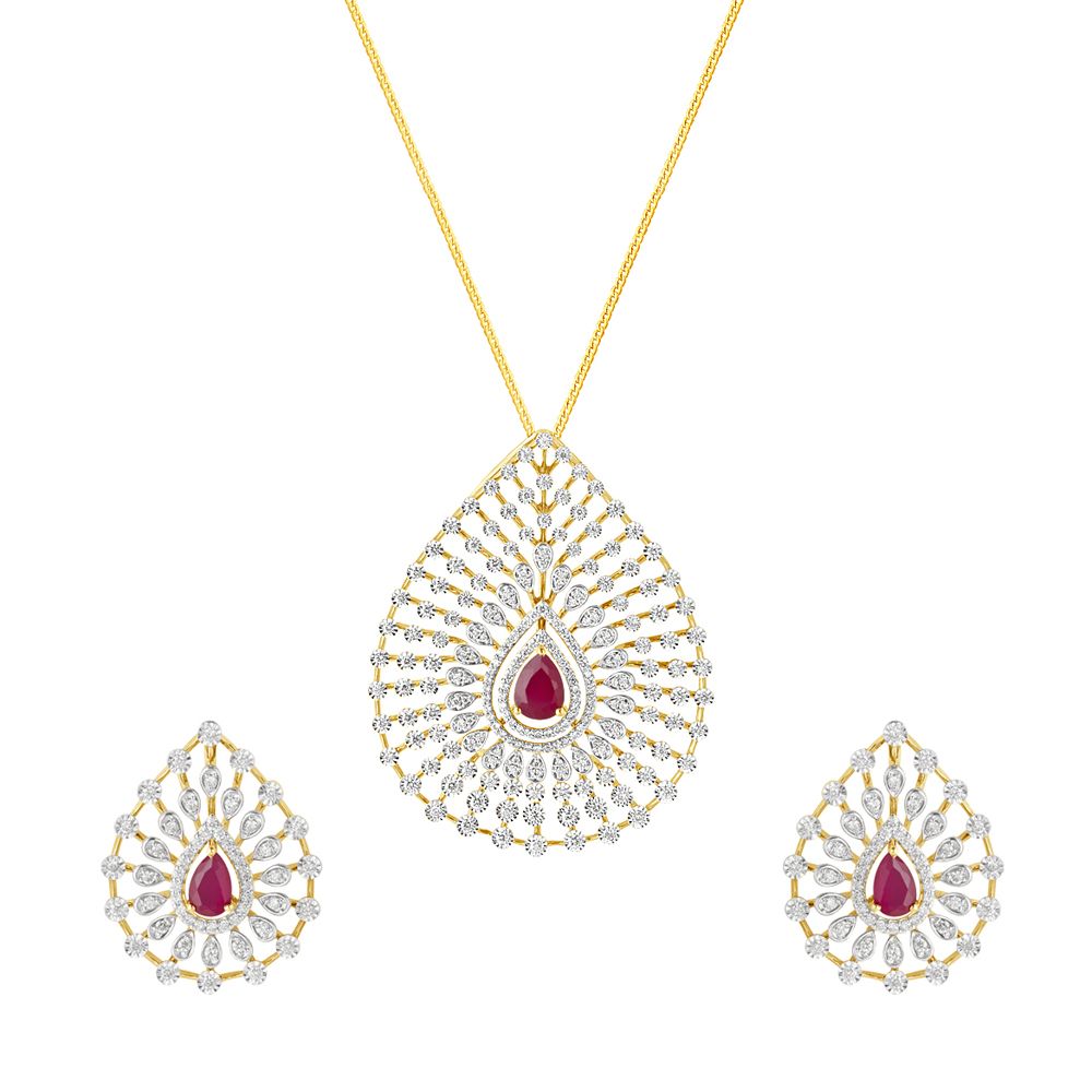 Ethnic Style Diamond Pendant Set-Diamond-OSP23002-D910R0C