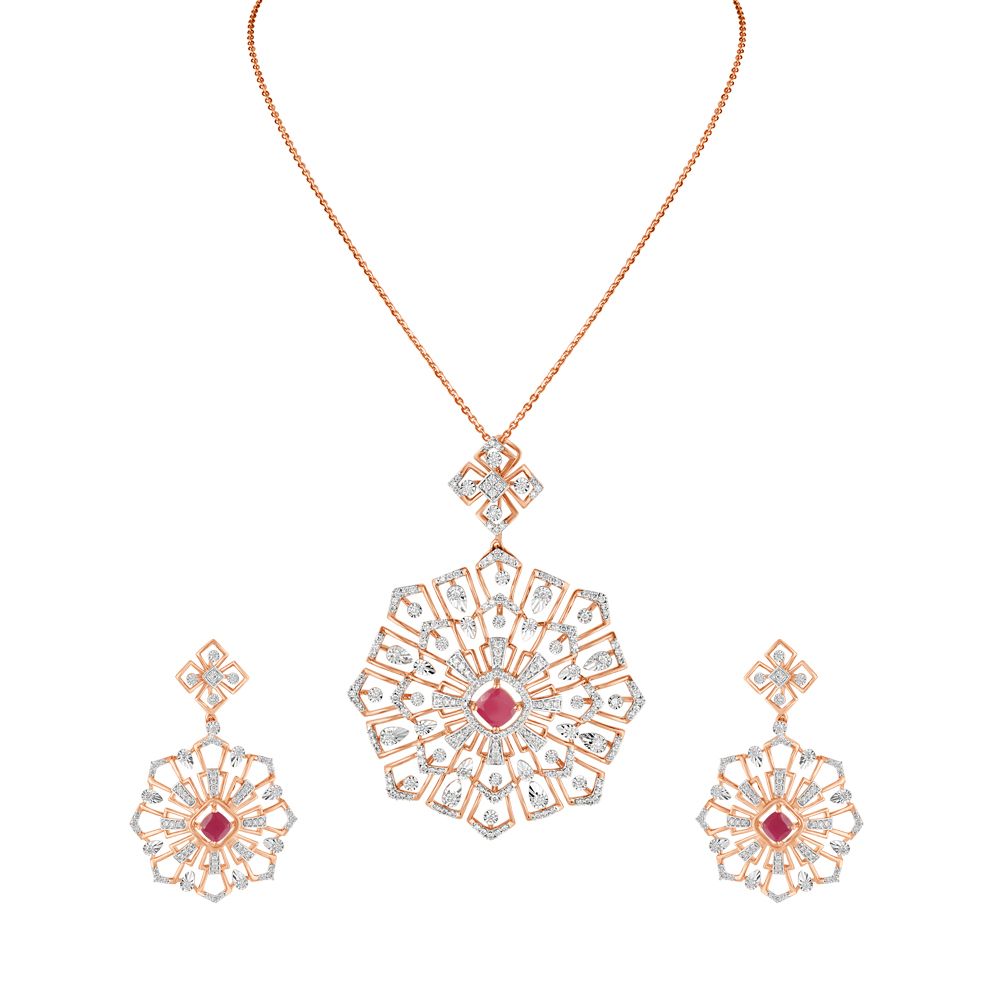 Lustrous Rose Gold Circular Designed Jewellery Set-All Jewellery-OSP23003-D910X0C