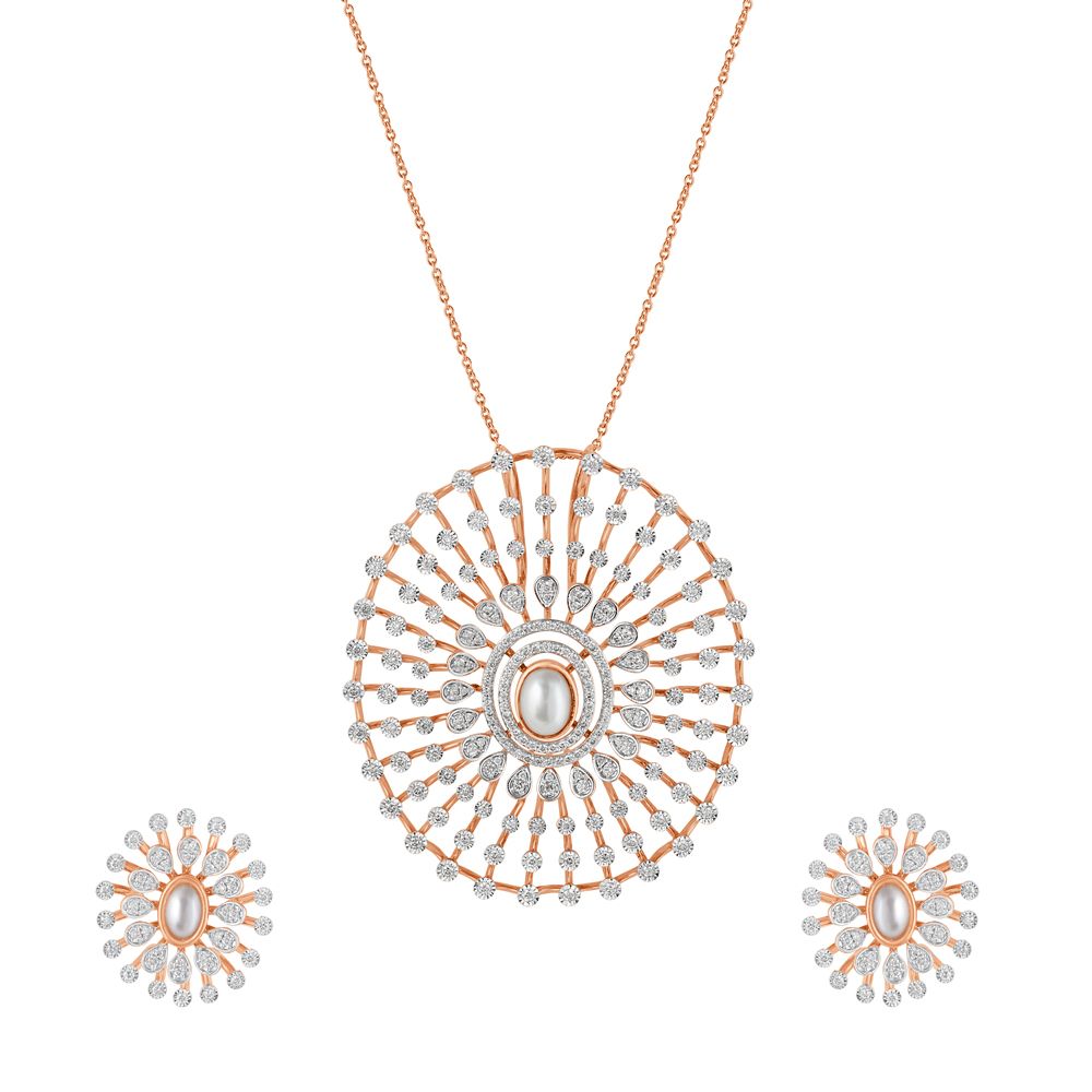 Beautiful Diamond Pendant and Earrings Set in 14Kt Rose Gold-All Jewellery-OSP23007-D908X0C