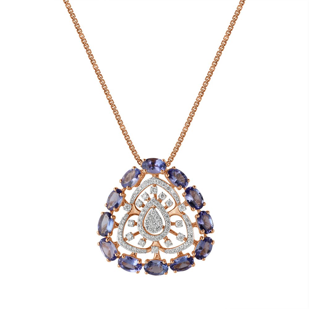 Flower Design Diamond Pendant-Pendants-OPS23014-D415X0B