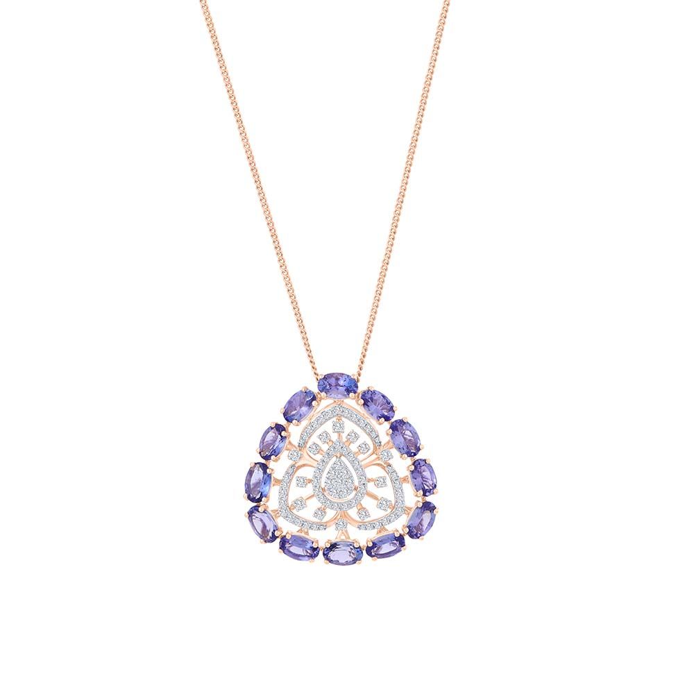 Flower Design Diamond Pendant-Pendants-OPS23014-D415X0B