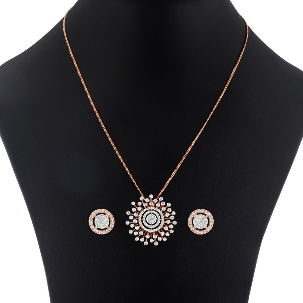 Sparkling Starburst Design Diamond Pendant Set-All Jewellery-OSP23026-D300X0B