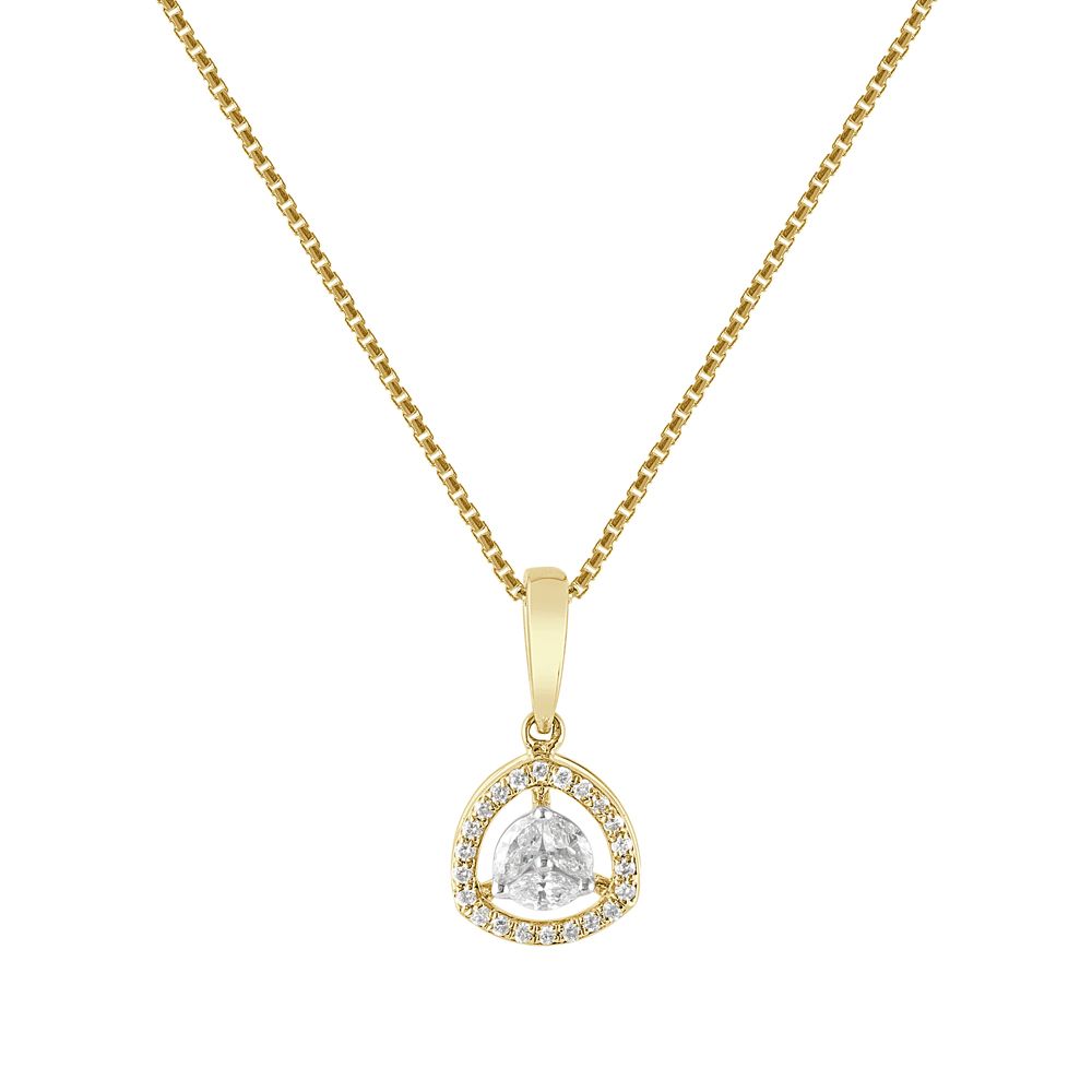 Triangle Design Diamond Pendant in 18KT Yellow Gold-Pendants-OPS23030-D300R0B