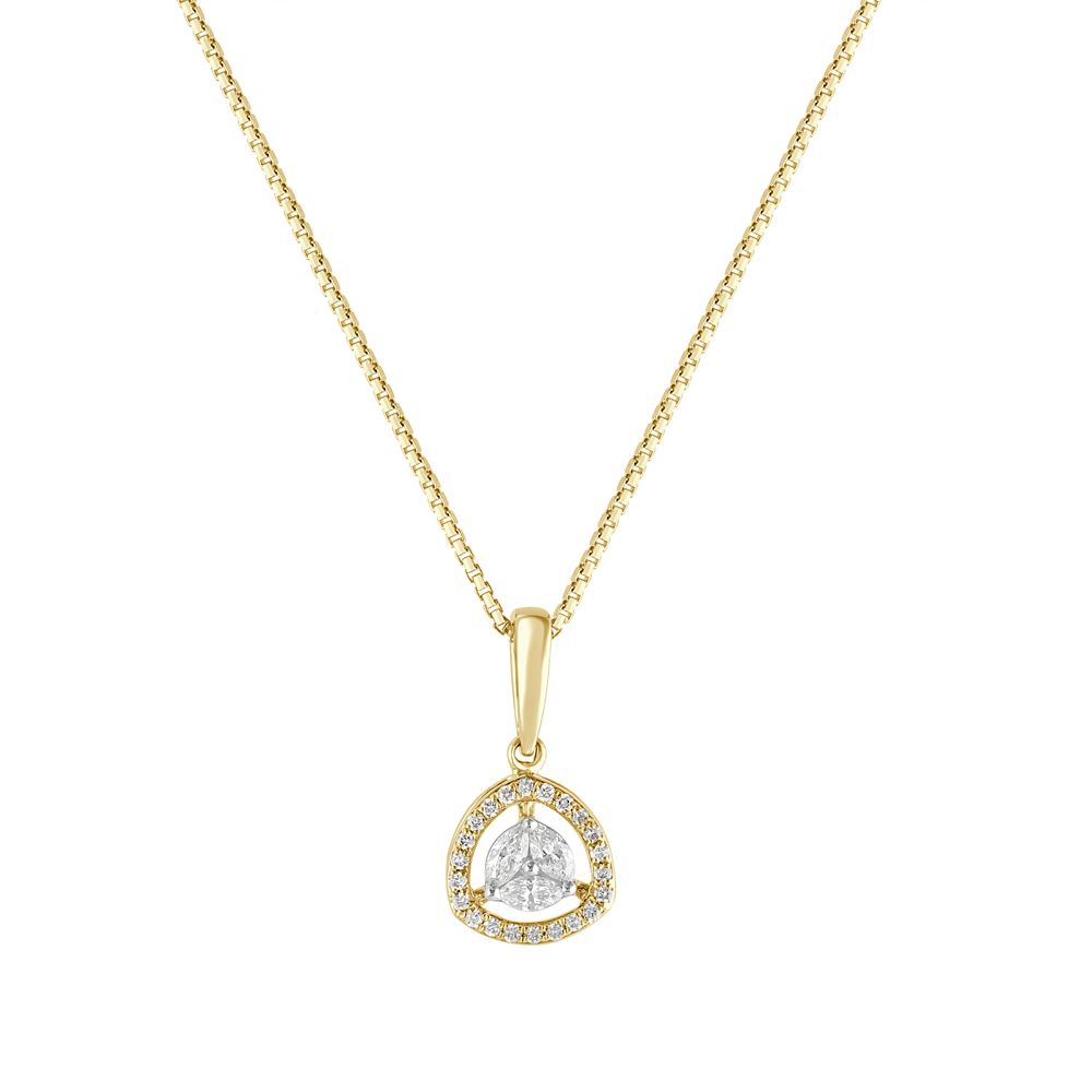 Triangle Design Diamond Pendant in 18KT Yellow Gold-Pendants-OPS23030-D300R0B