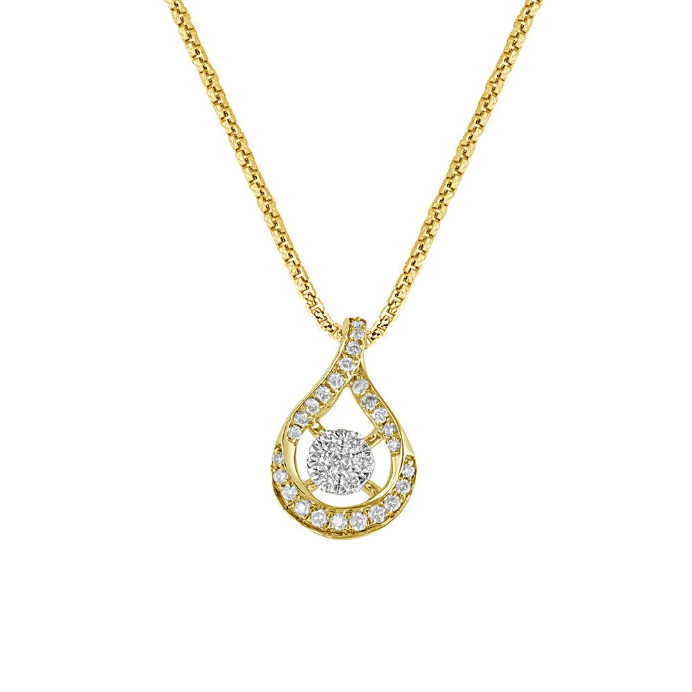 Contemporary Design Teardrop Pendant in 18KT Yellow Gold-Pendants-OPS23034-D300R0B