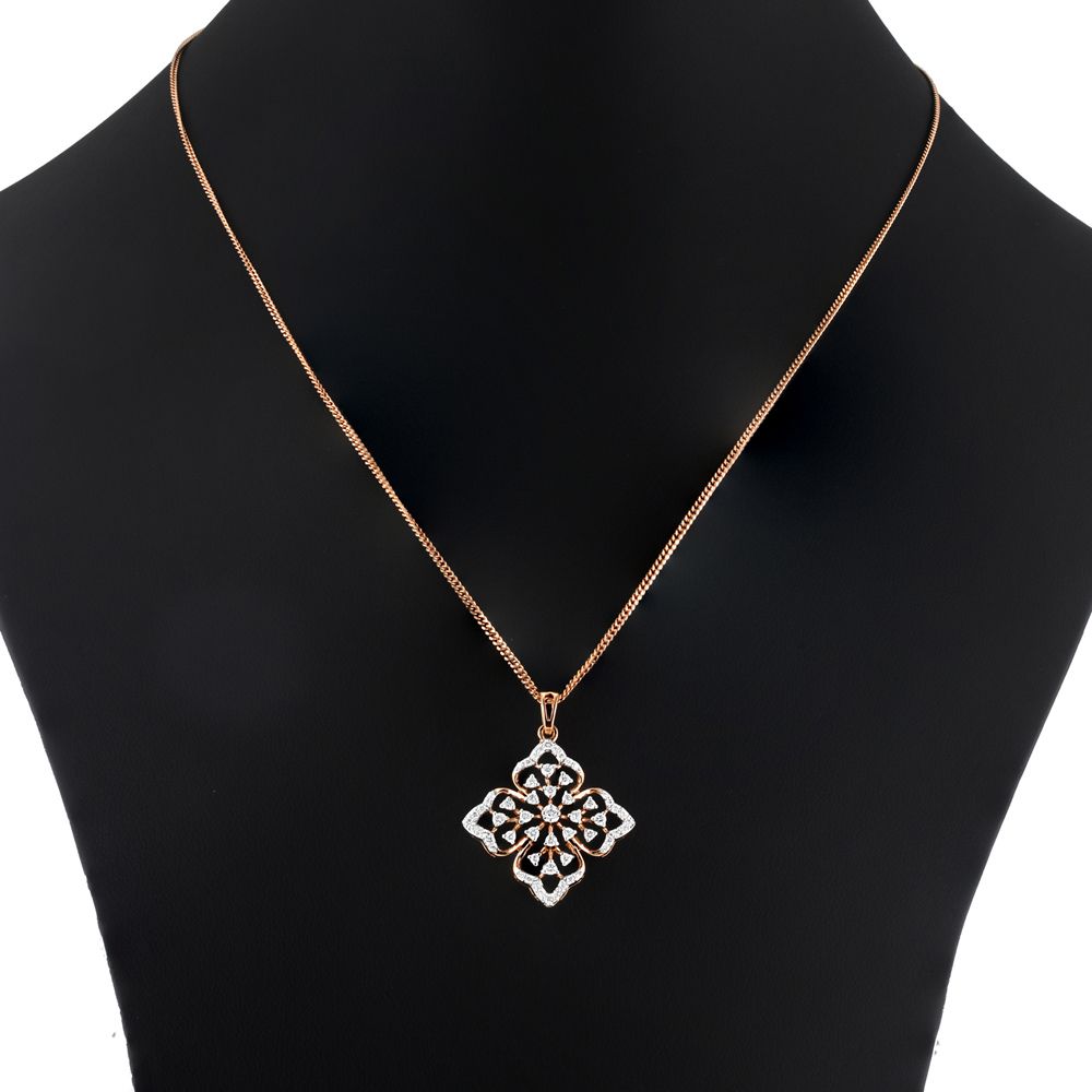 Aesthetic Rose Gold Floral Pendant Set-All Jewellery-OSP23037-D300X0B