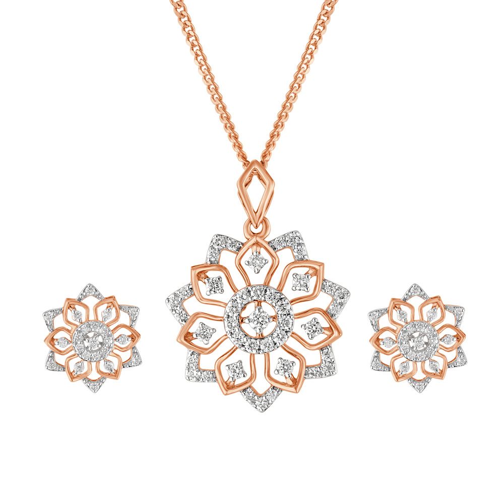 Glossy Floral Rose Gold Pendant Set-All Jewellery-OSP23038-D300X0B