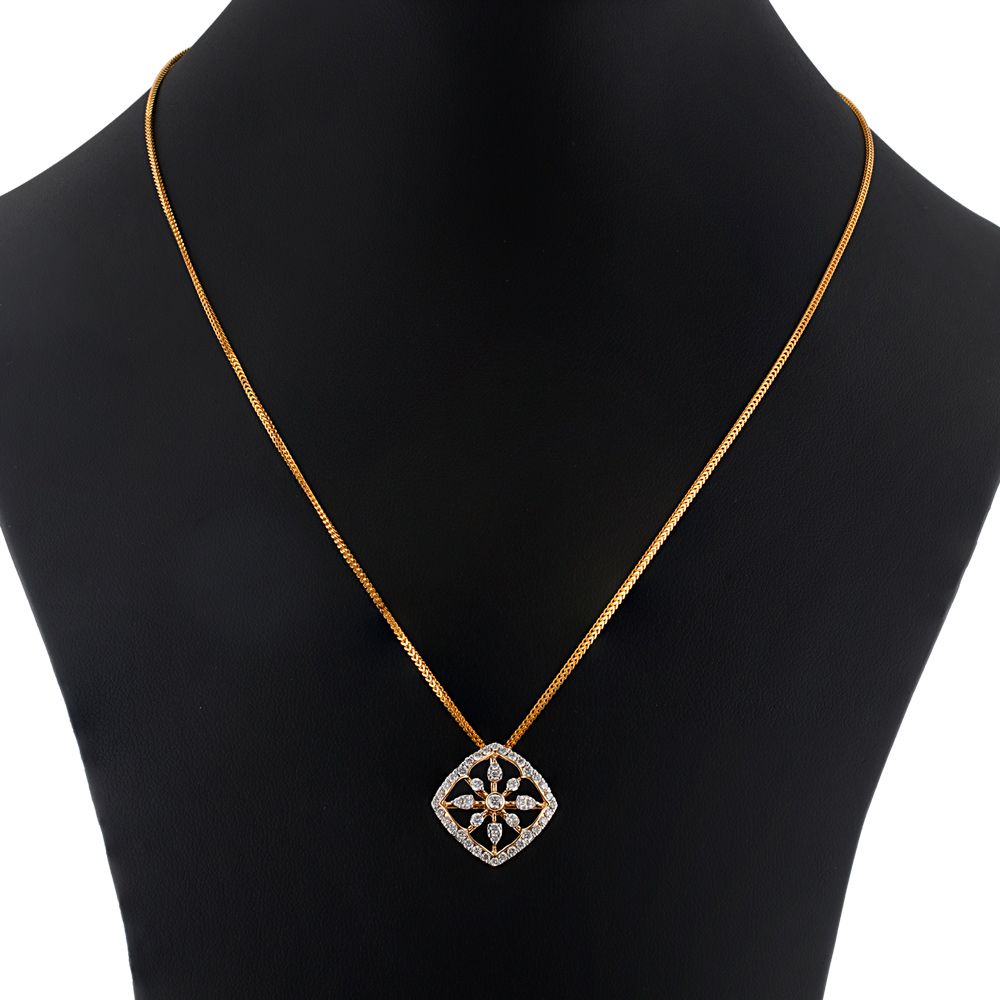 Square Design Yellow Gold Pendant Set-All Jewellery-OSP23040-D300R0B