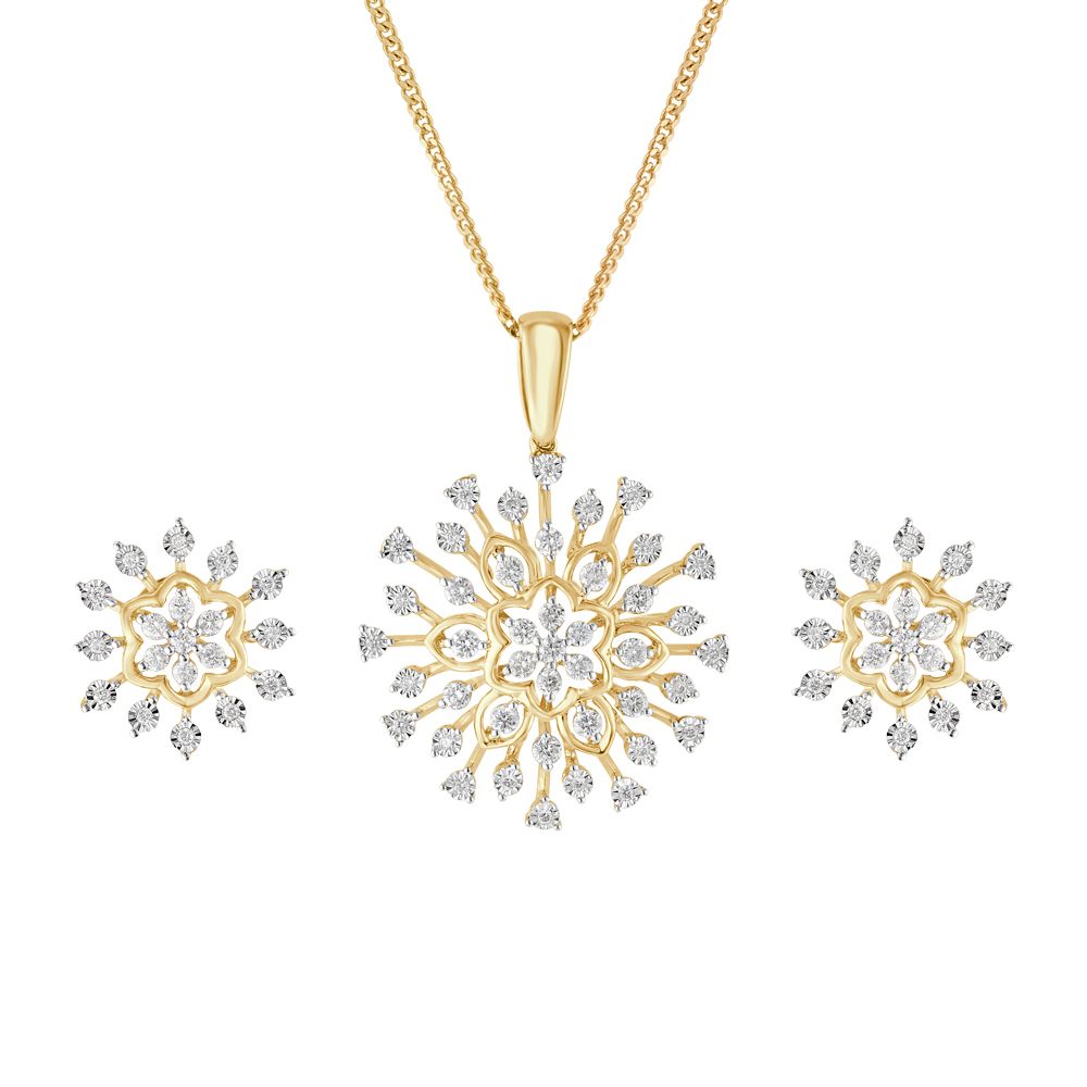 Starburst Design Diamond Pendant Set-Diamond-OSP23045-D300R0B