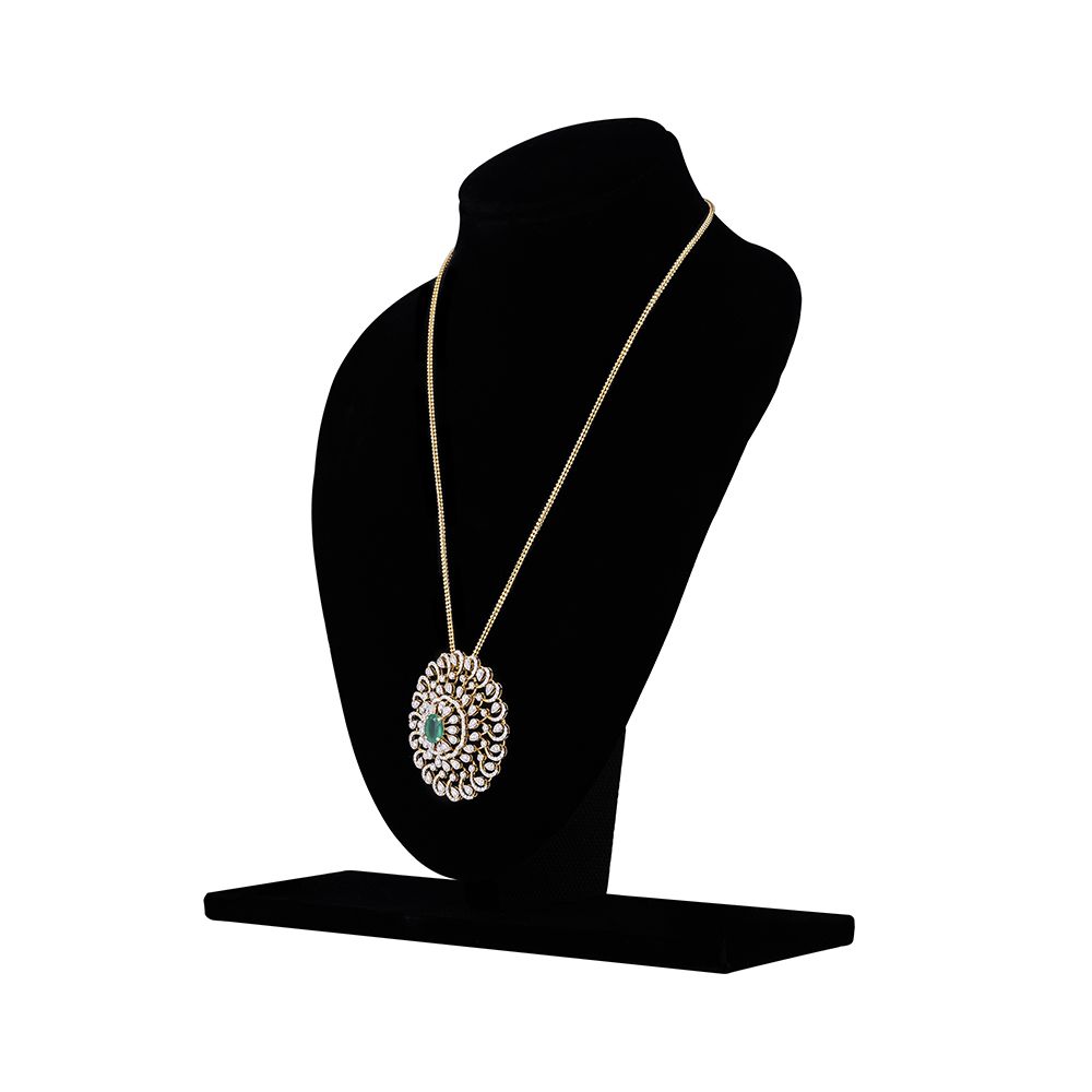 Aesthetic Chakra Motif Yellow Gold Diamond Pendant Set-All Jewellery-OSP23E01-D311R0B