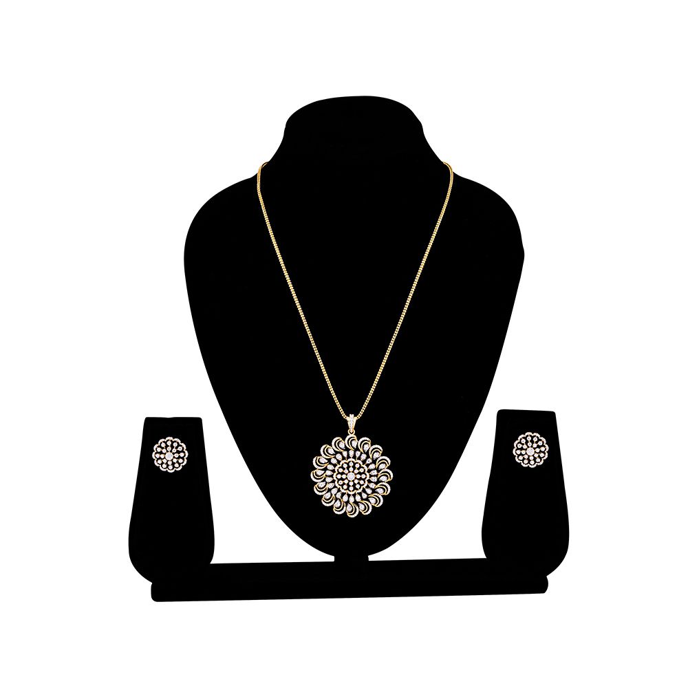 Delicate Floral Motif Diamond Pendant Set-New Arrivals-OSP23E02-D300R0B