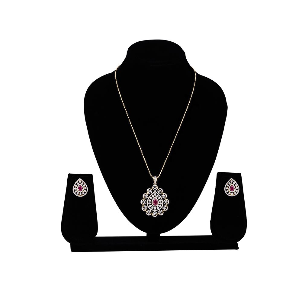 Aesthetically Designed Diamond and Yellow Gold Pendant Set-All Jewellery-OSP23E03-D310R0B