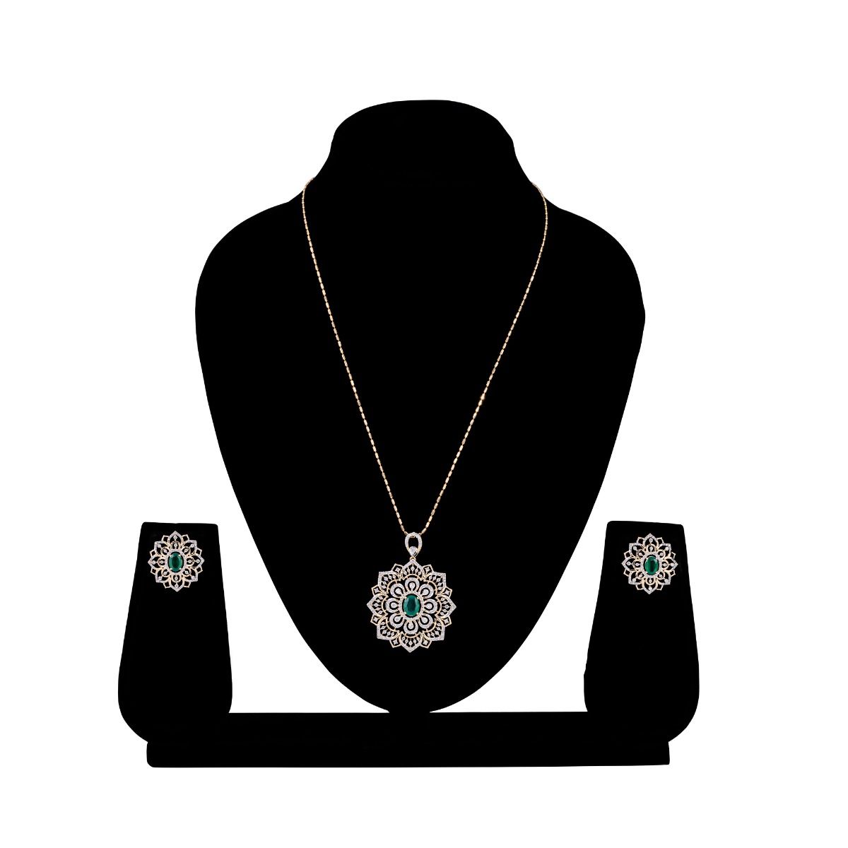 Floral Motif 18Kt Yellow Gold Diamond Pendant Set-SHOP BY METAL COLOUR-OSP23E07-D424R0B