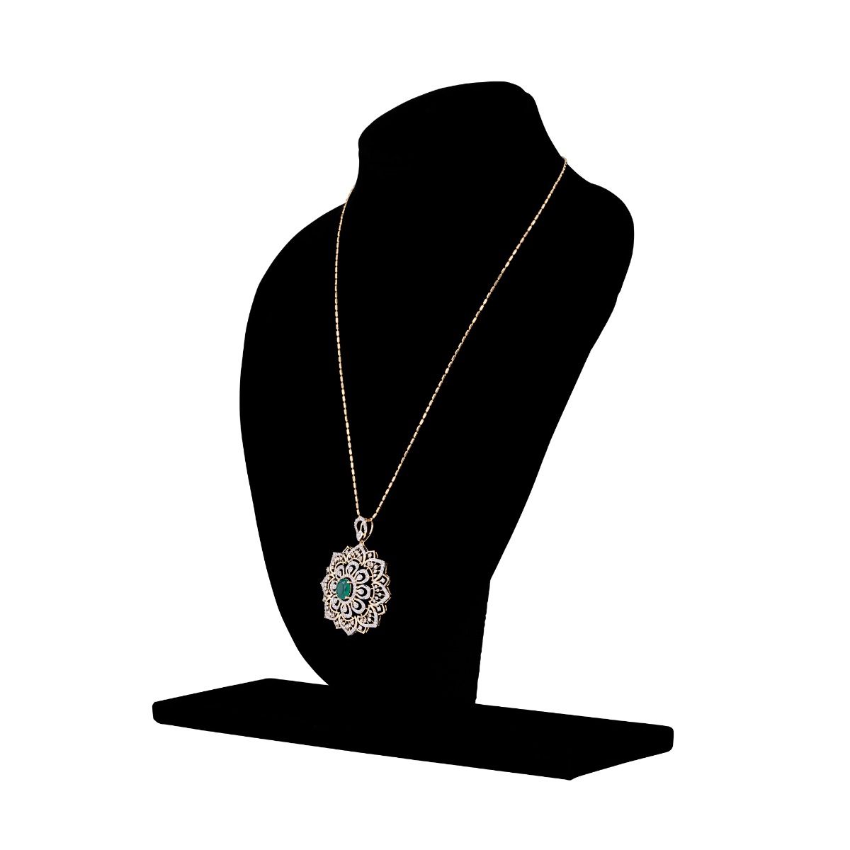 Floral Motif 18KT Yellow Gold Diamond Pendant Set-Shop by Metal-OSP23E07-D424R0B
