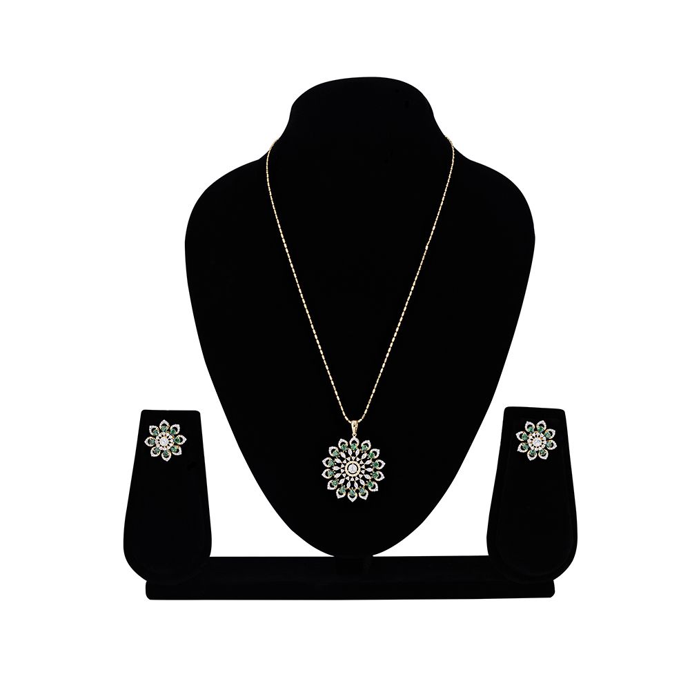 Floral Diamond Jewellery Set in 18Kt Yellow Gold-SHOP BY METAL COLOUR-OSP23E09-D311R0B