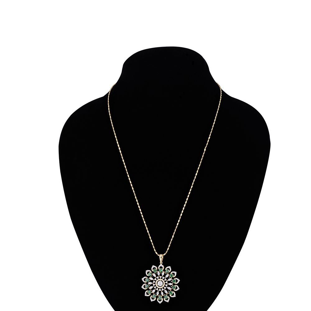 Floral Diamond Jewellery Set in 18Kt Yellow Gold-SHOP BY METAL COLOUR-OSP23E09-D311R0B