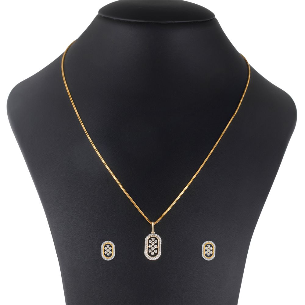 Geometric Diamond and Yellow Gold Pendant Set-All Jewellery-OSP23E14-D400R0B