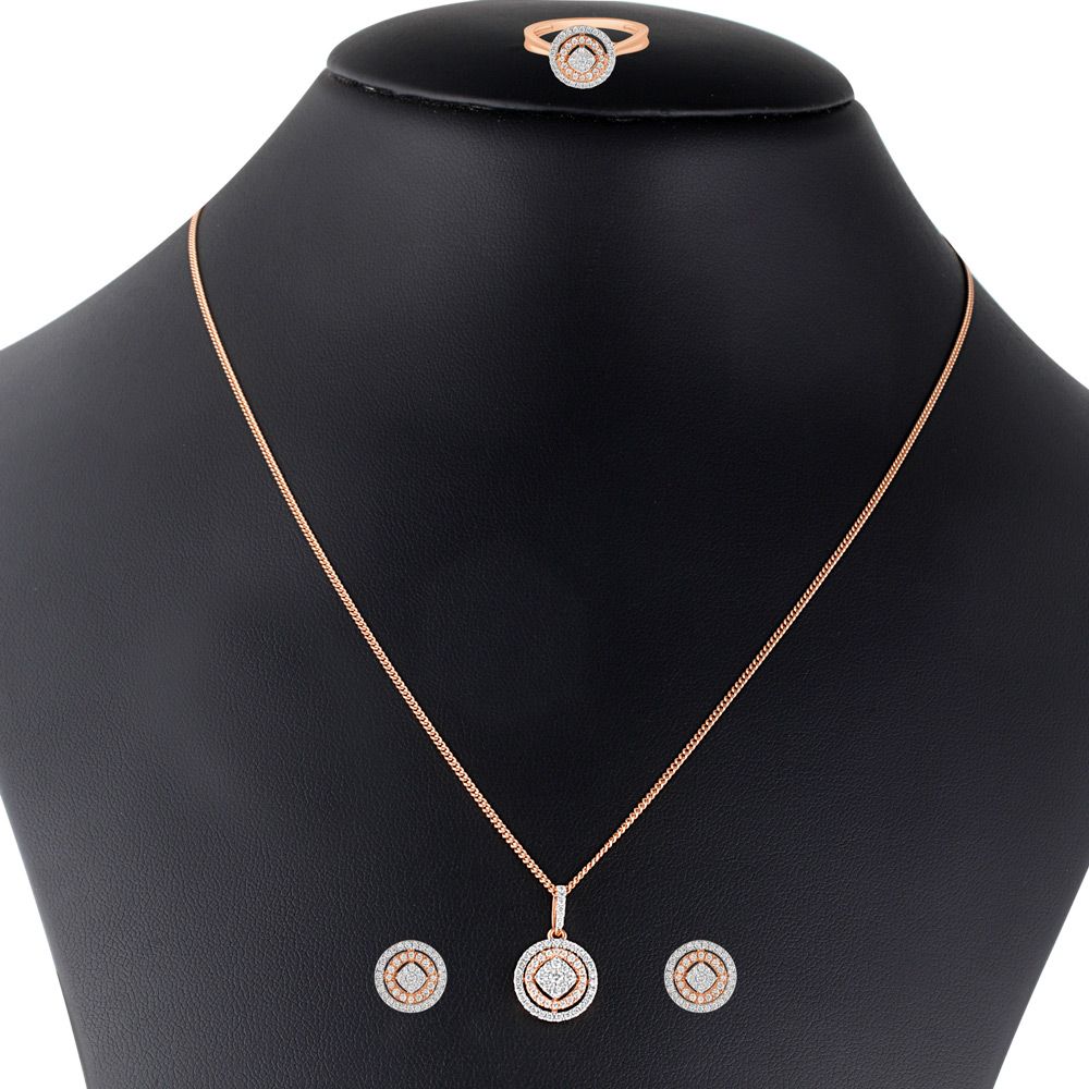 Classic Diamond and Rose Gold Pendant Set-Diamond-OBX23061-D400X0B