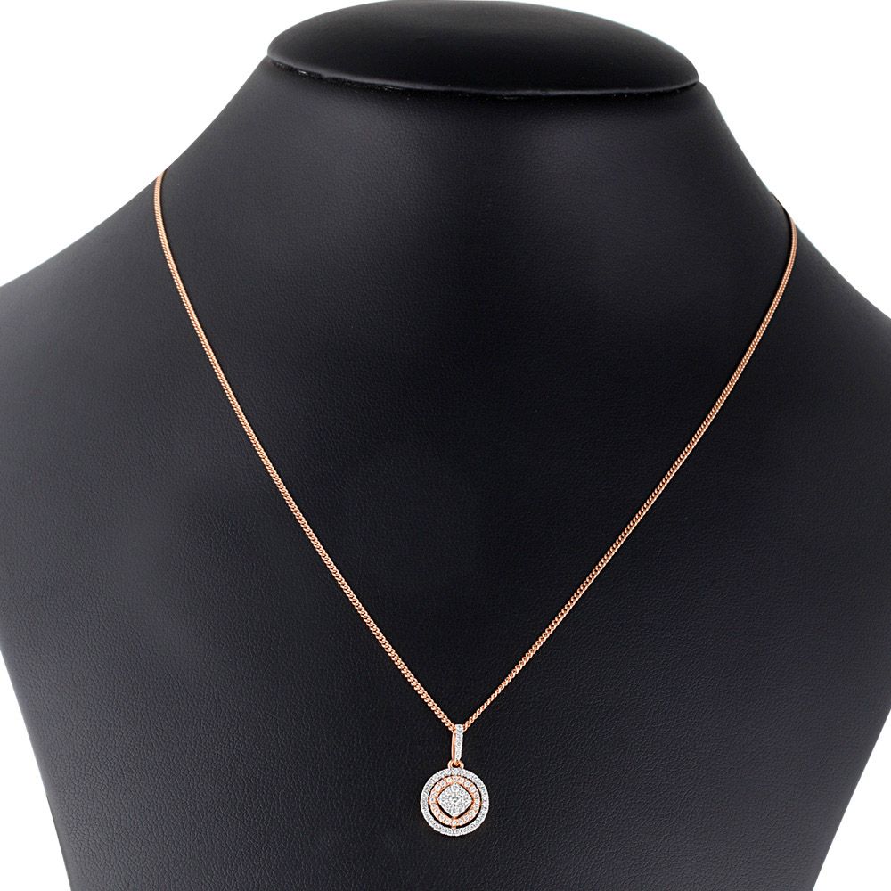 Classic Diamond and Rose Gold Pendant-Pendants-OPS23E15-D400X0B