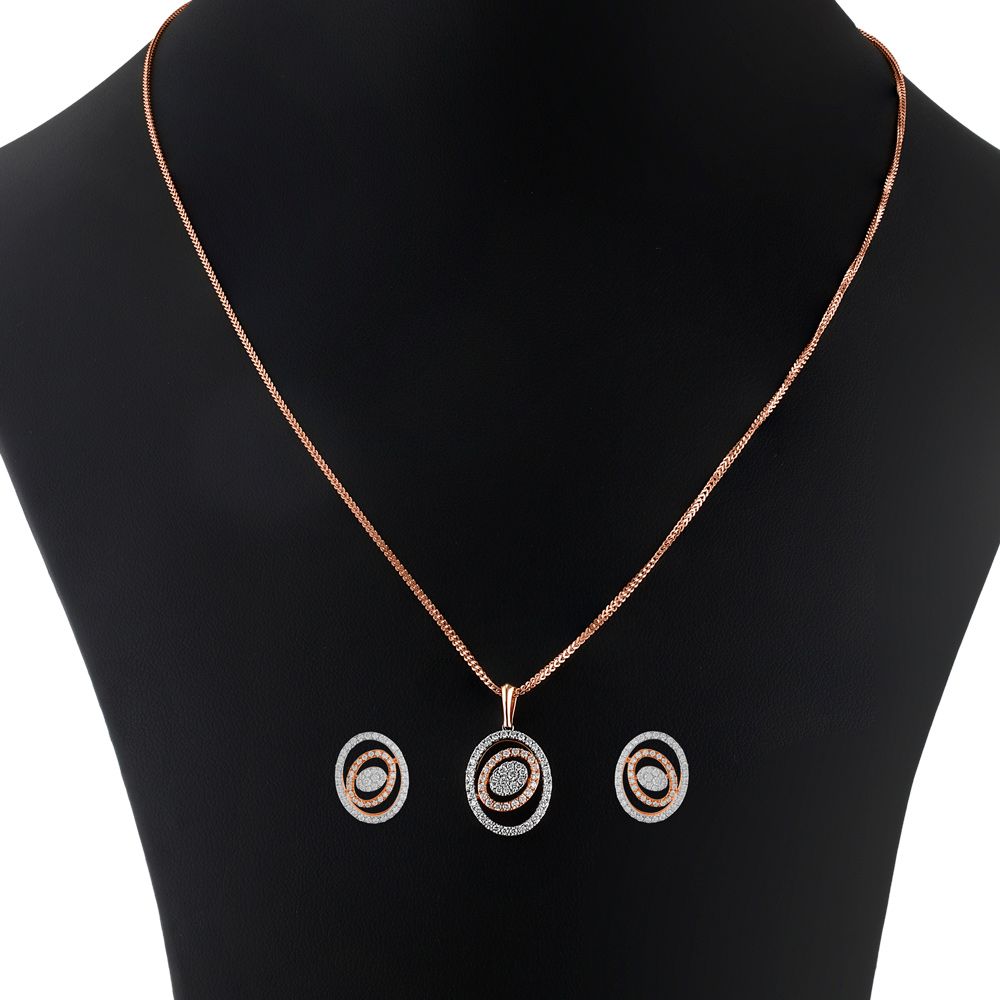 Contemporary Cluster Design Diamond Pendant Set-All Jewellery-OSP23E16-D400X0B