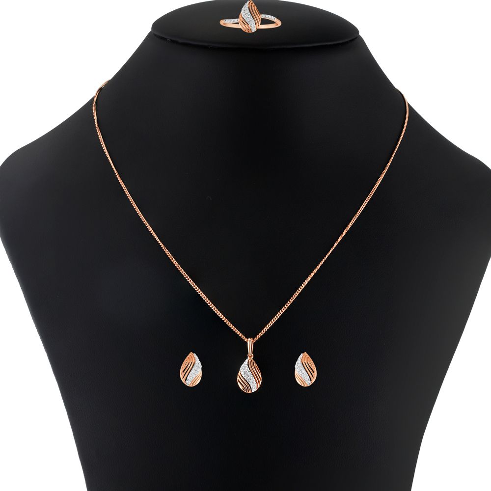 Pear Design Diamond Pendant Set-Diamond-OBX23060-D400X0B