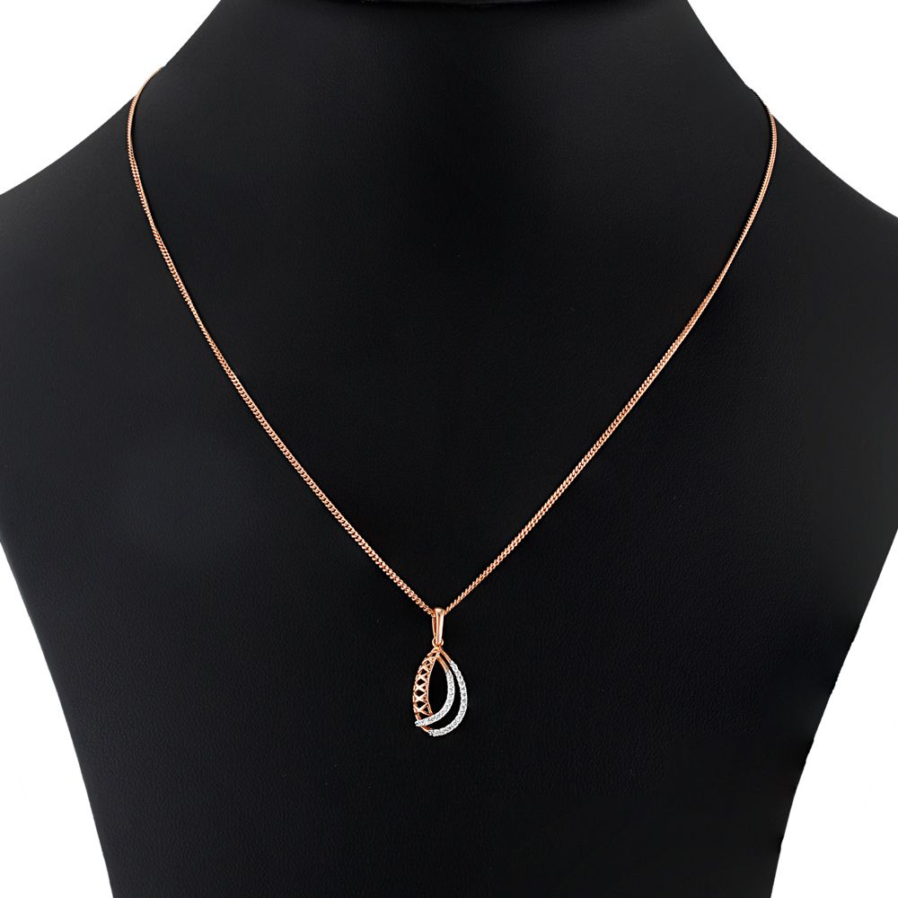 Classy Pear Shaped Diamond Lined Pendant Set-All Jewellery-OSP23E18-D400X0B